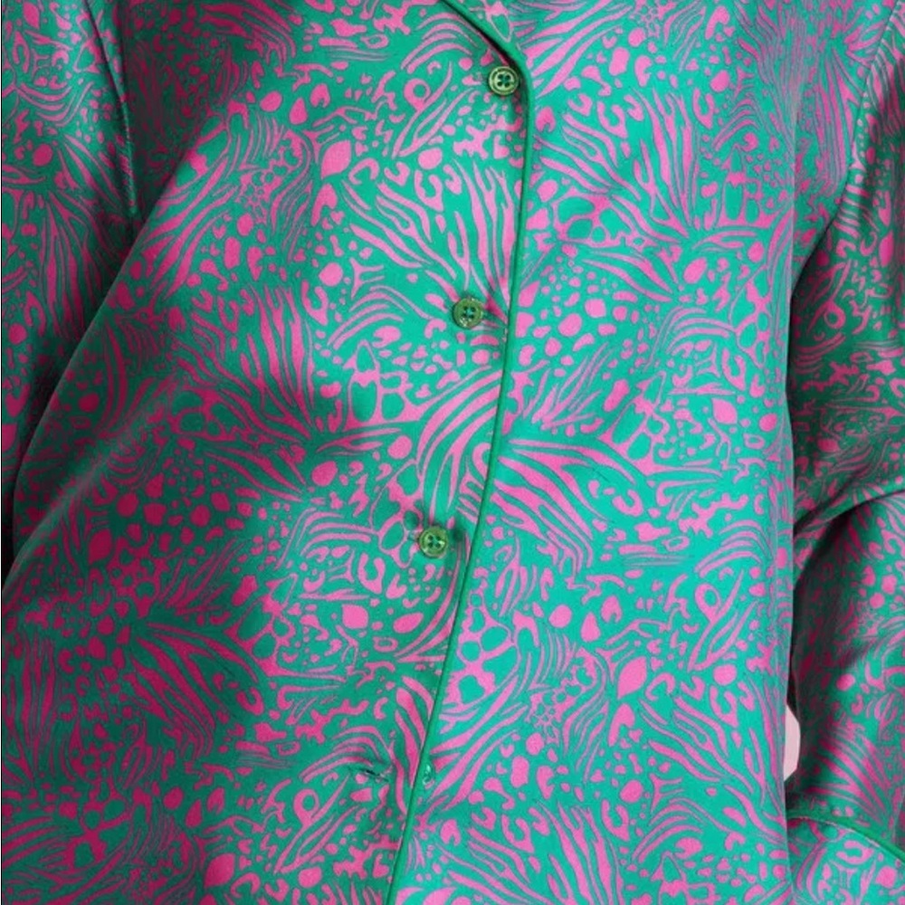 Cynthia Rowley Printed Silk Pajama Top Women’s - Picture 2 of 4